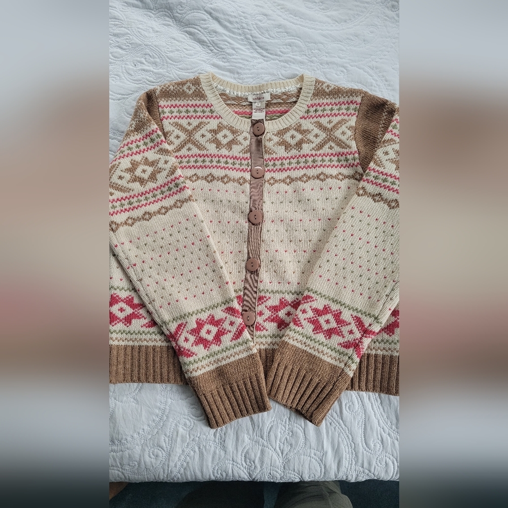 Sundance Wool Cardigan Sweater Size M FairIsle